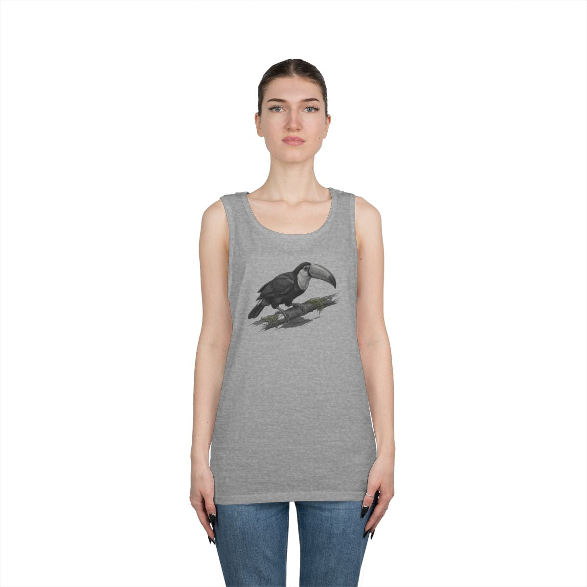 Color: Sport Grey | Pencil Sketch Art Toucan Tank Top