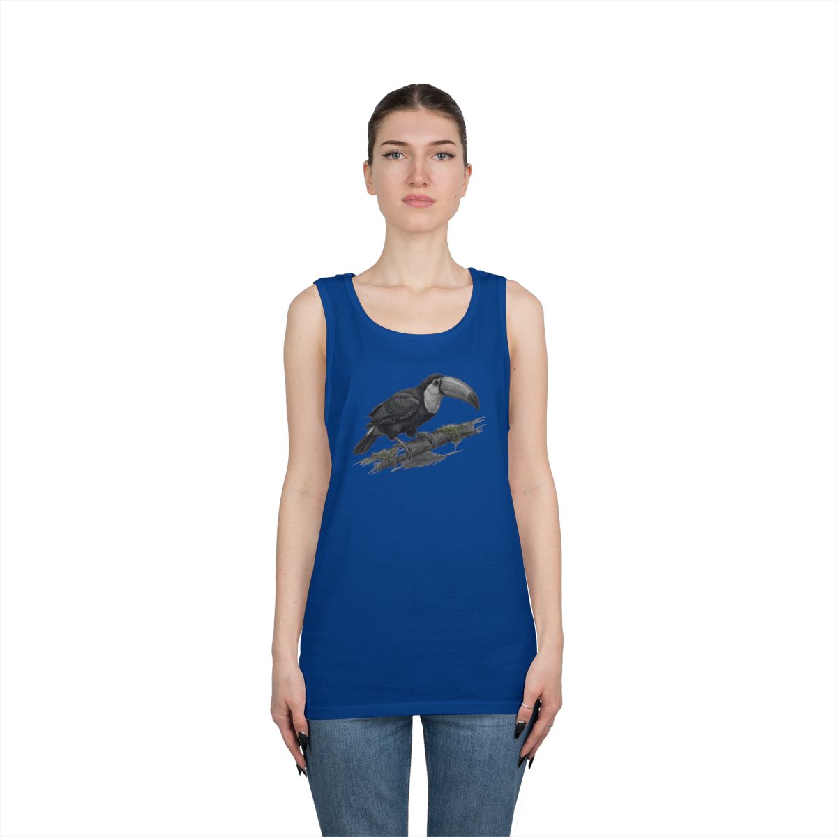 Color: Royal | Pencil Sketch Art Toucan Tank Top