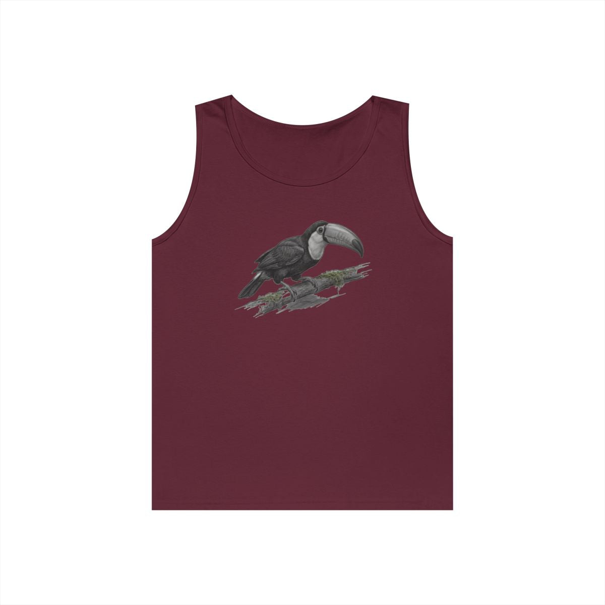Color: Maroon | Pencil Sketch Art Toucan Tank Top