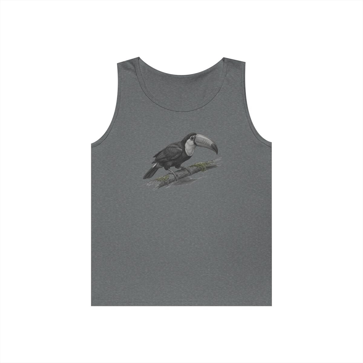 Color: Graphite Heather | Pencil Sketch Art Toucan Tank Top