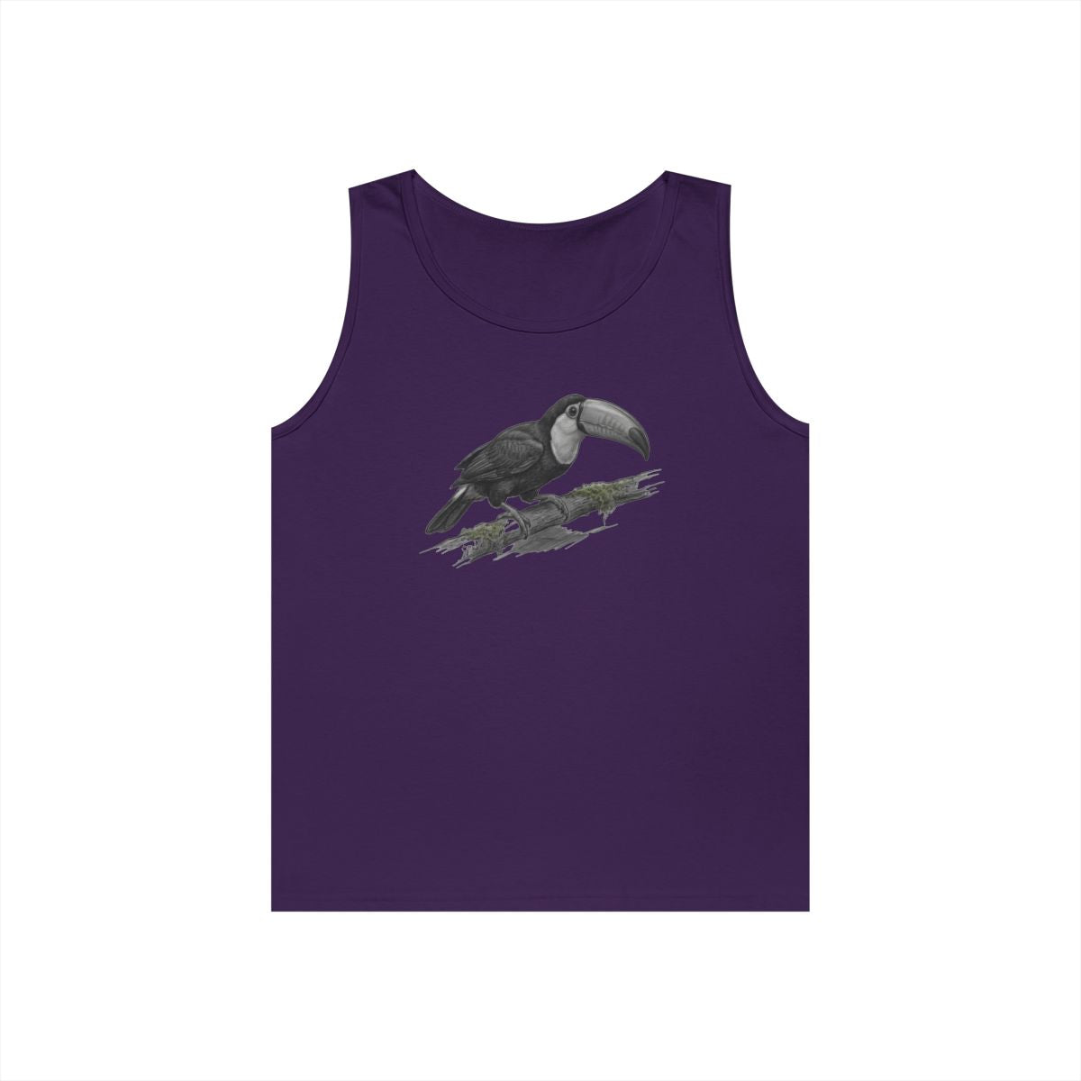 Color: Purple | Pencil Sketch Art Toucan Tank Top