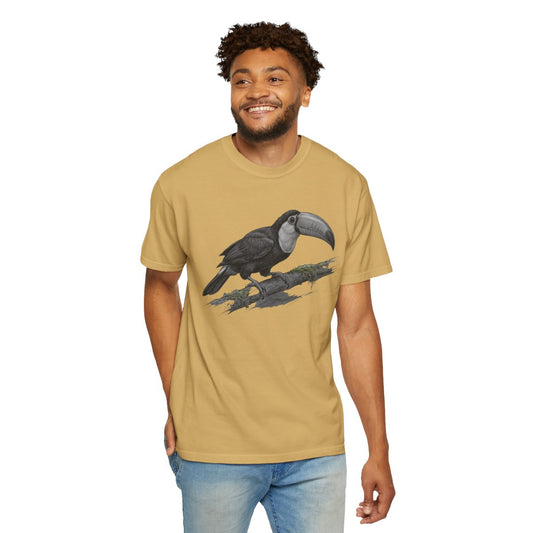 Color: Mustard | Pencil Sketch Art Toucan Unisex Garment-Dyed Tee