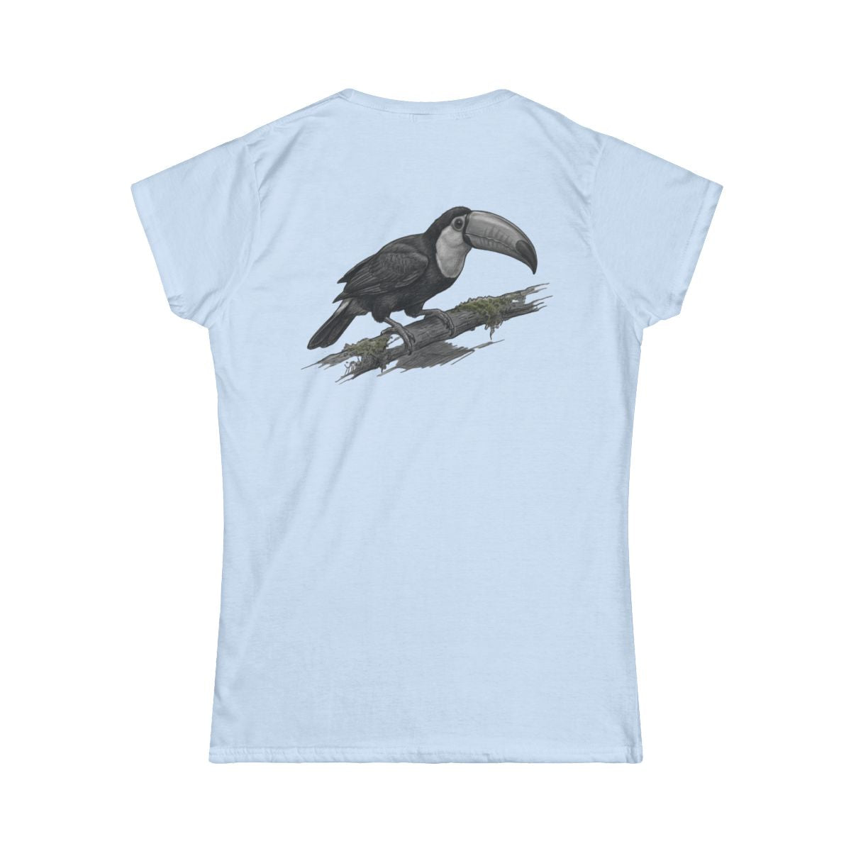 Color: Light Blue | Pencil Sketch Art Toucan Women's Tee