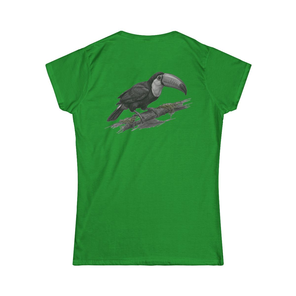 Color: Irish Green | Pencil Sketch Art Toucan Women's Tee