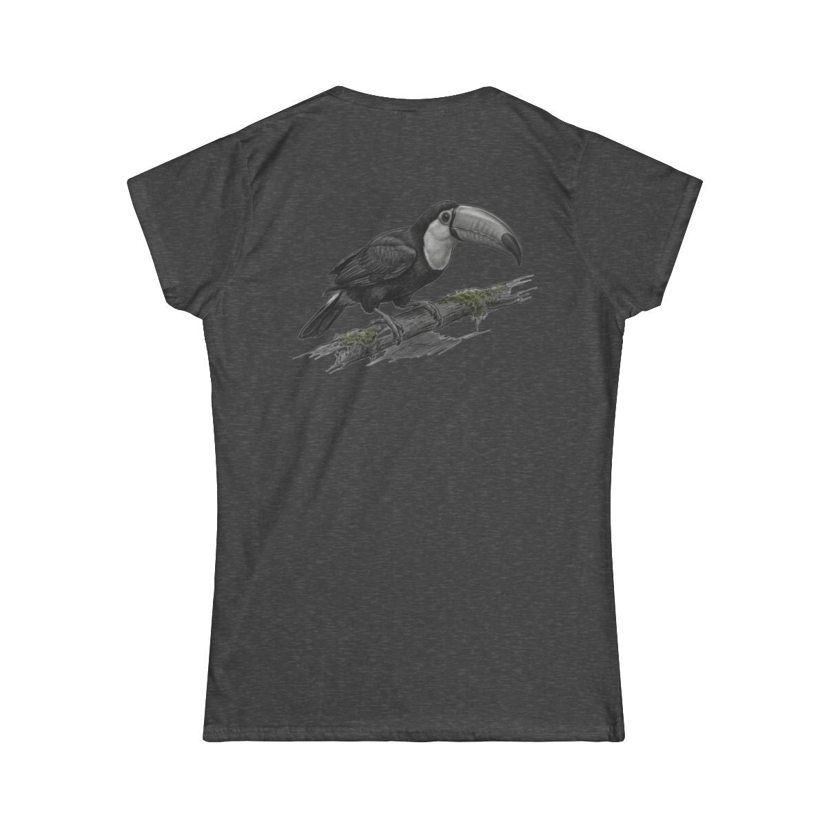 Color: Dark Heather | Pencil Sketch Art Toucan Women's Tee