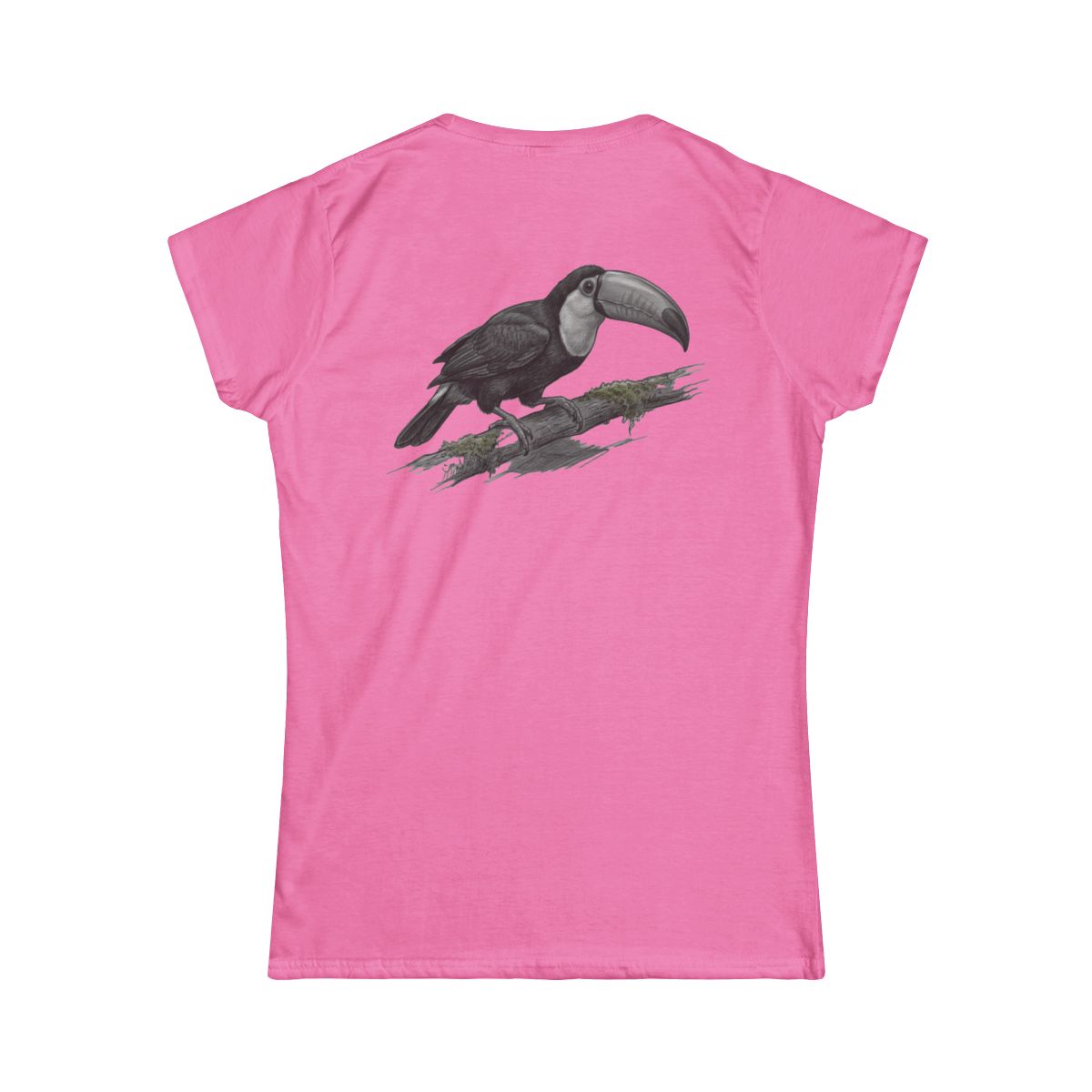 Color: Azalea | Pencil Sketch Art Toucan Women's Tee
