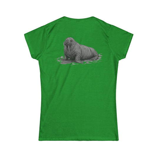 Color: Irish Green | Pencil Sketch Art Walrus Women's Tee