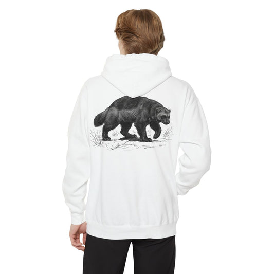 Color: White | Pencil Sketch Art Wolverine Garment-Dyed Hoodie