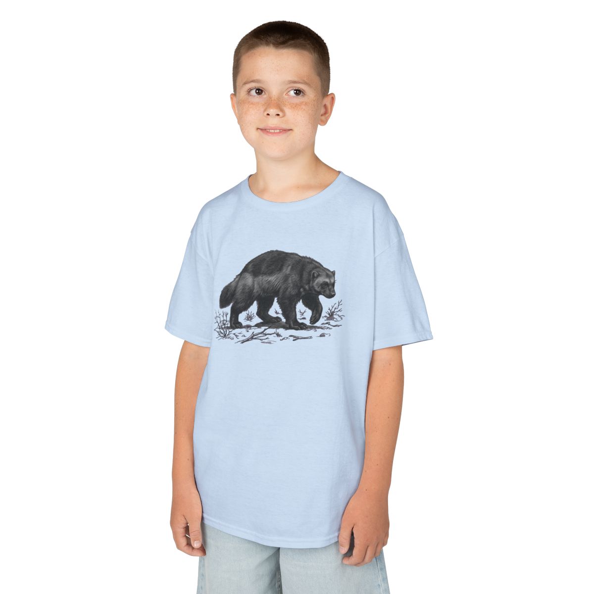 Color: Light Blue | Pencil Sketch Art Wolverine Kids Tee