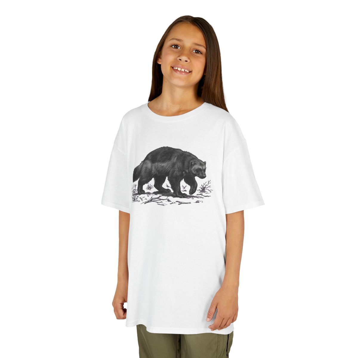 Color: White | Pencil Sketch Art Wolverine Kids Tee