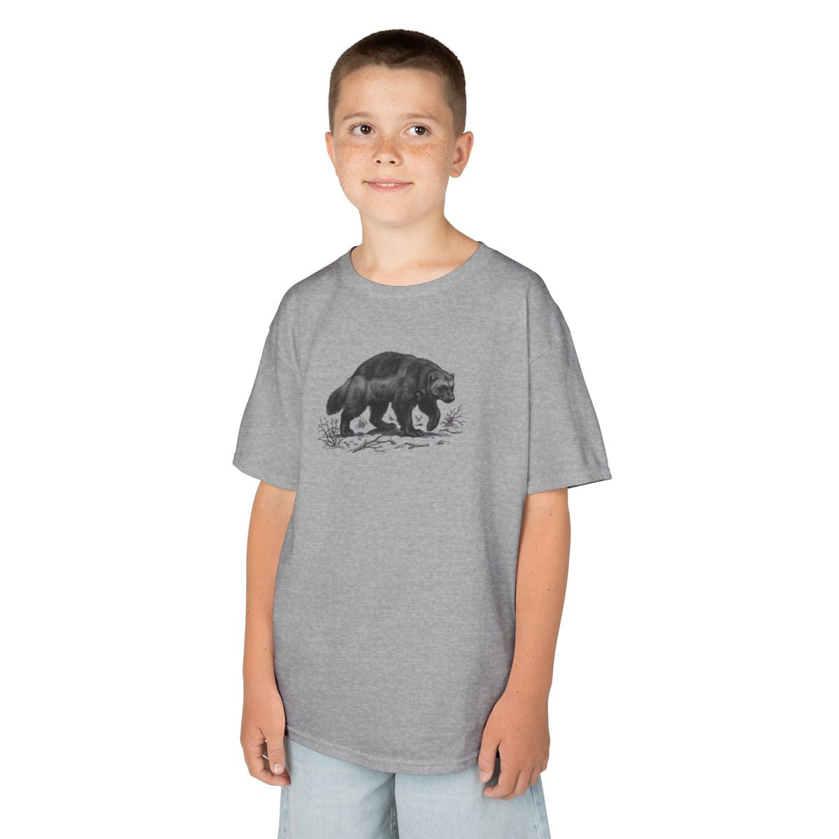Color: Sport Grey | Pencil Sketch Art Wolverine Kids Tee