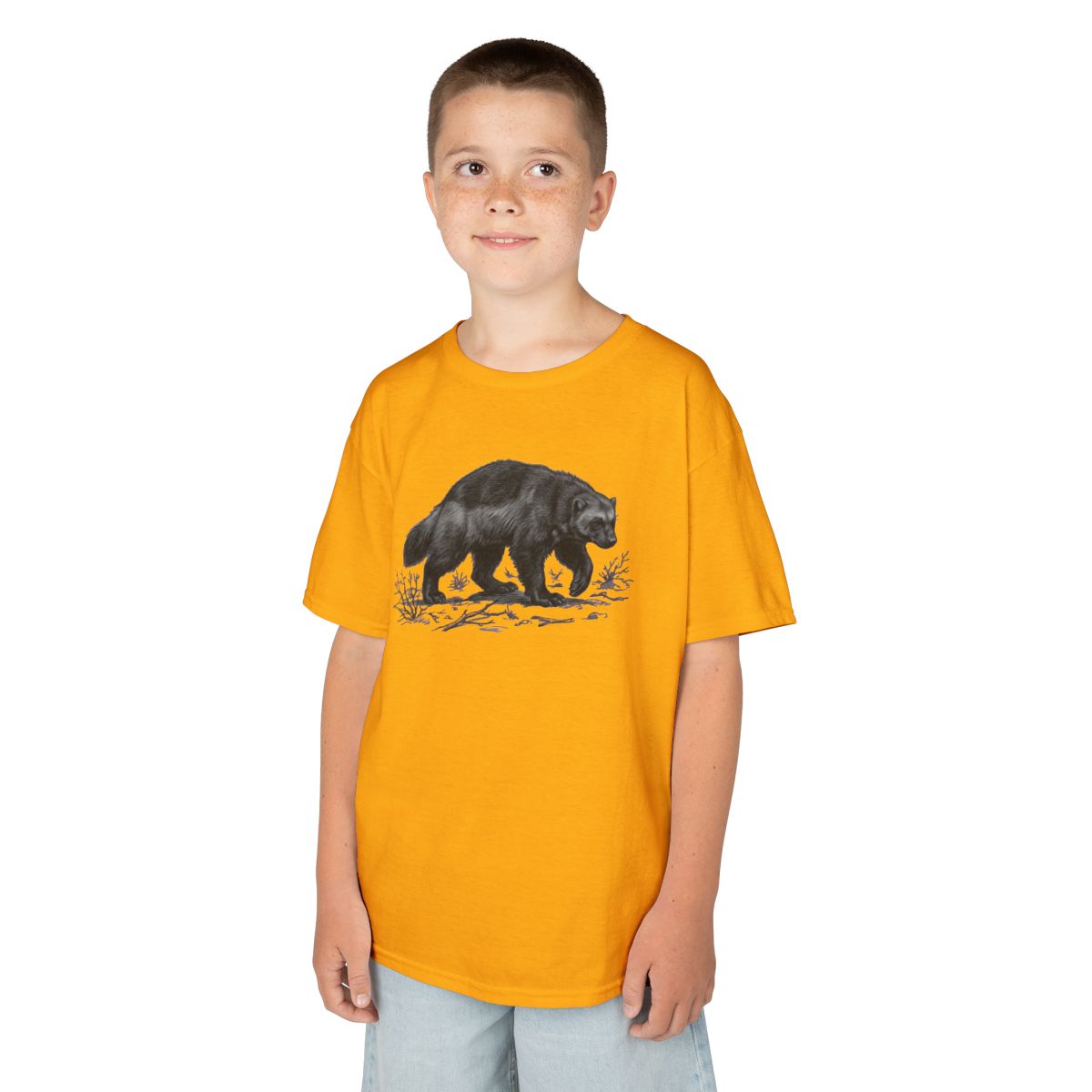 Color: Gold | Pencil Sketch Art Wolverine Kids Tee