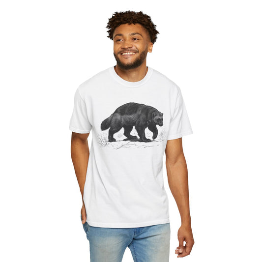 Color: White | Pencil Sketch Art Wolverine Unisex Garment-Dyed Tee