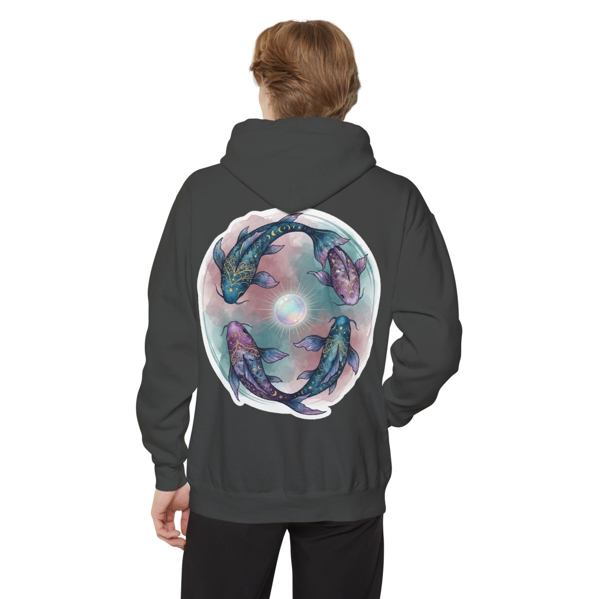 Color: Pepper | Pisces The Infinite Fish Garment-Dyed Hoodie