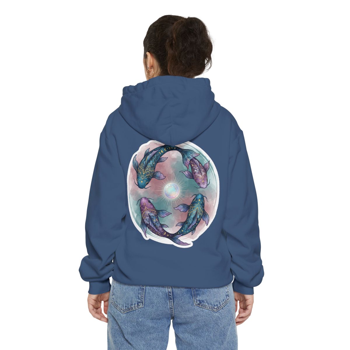 Color: True Navy | Pisces The Infinite Fish Garment-Dyed Hoodie