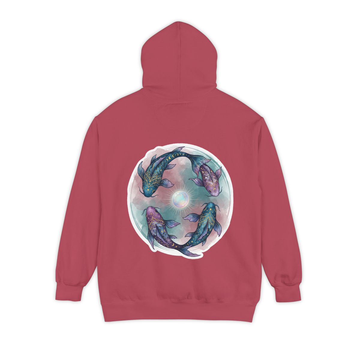 Color: Crimson | Pisces The Infinite Fish Garment-Dyed Hoodie