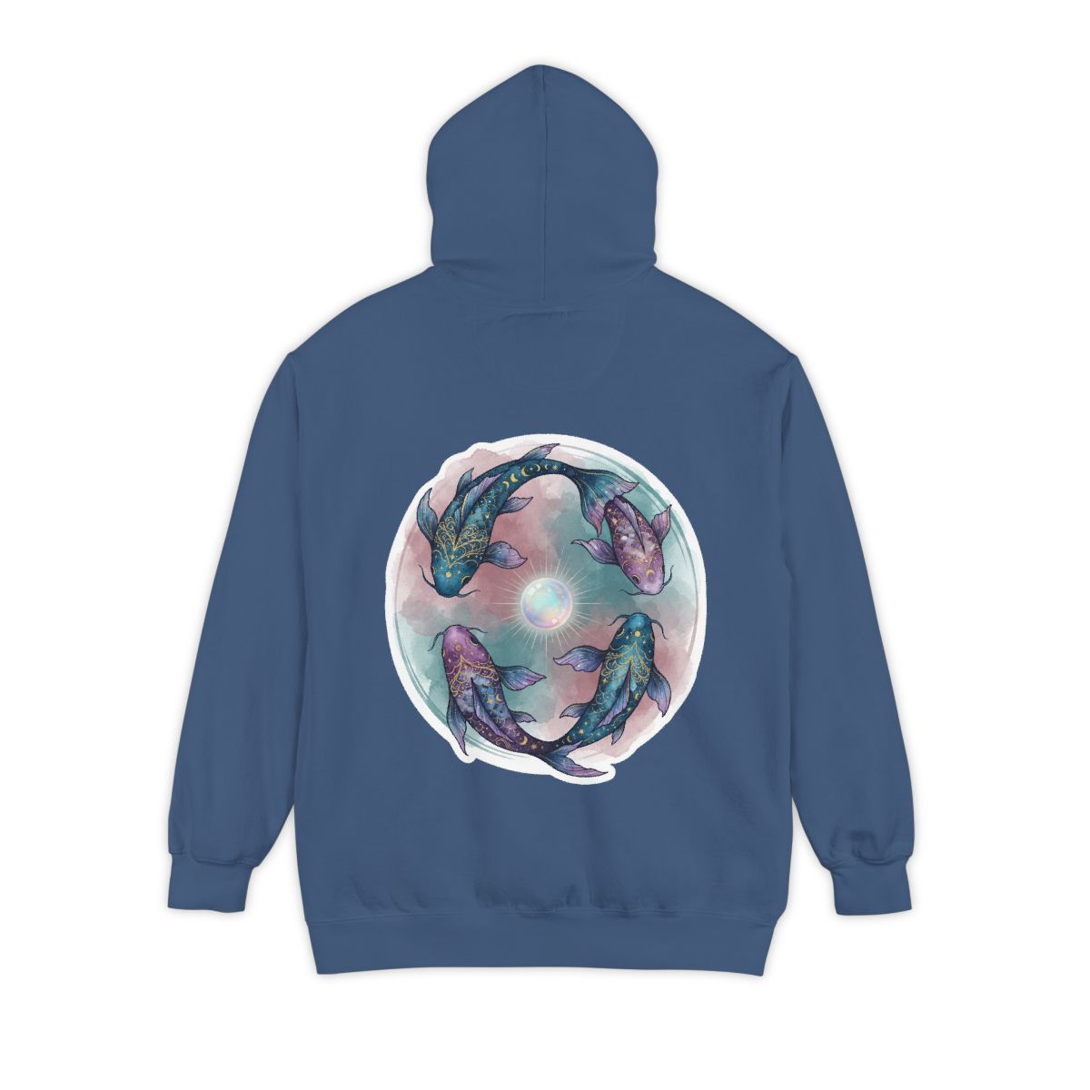 Color: True Navy | Pisces The Infinite Fish Garment-Dyed Hoodie