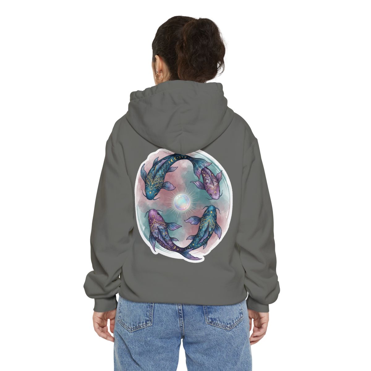 Color: Grey | Pisces The Infinite Fish Garment-Dyed Hoodie