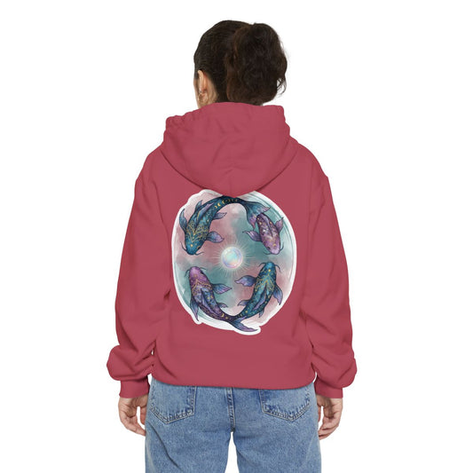 Color: Crimson | Pisces The Infinite Fish Garment-Dyed Hoodie