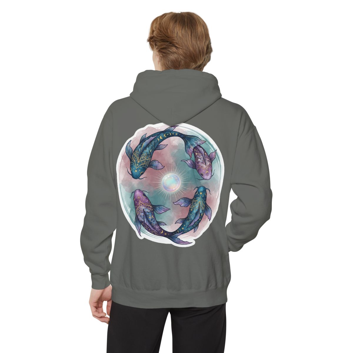 Color: Grey | Pisces The Infinite Fish Garment-Dyed Hoodie