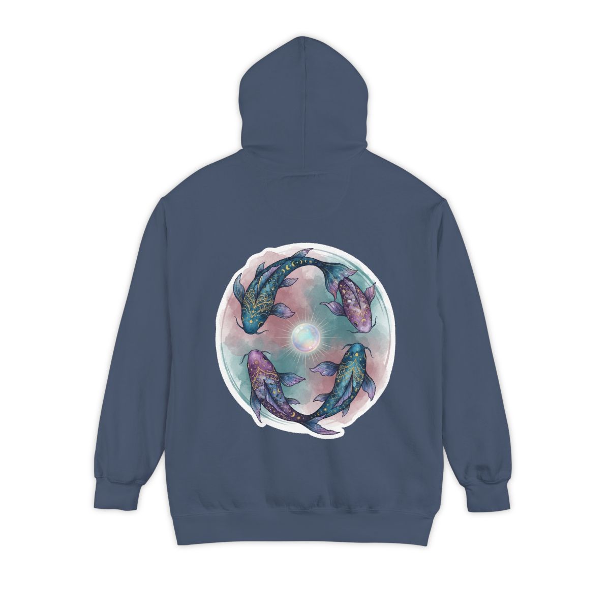 Color: Denim | Pisces The Infinite Fish Garment-Dyed Hoodie