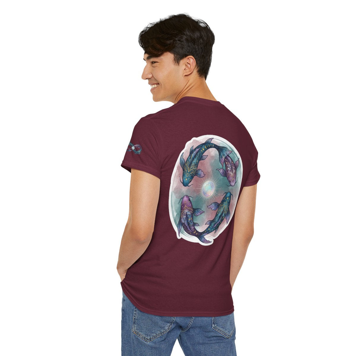 Color: Maroon | Pisces The Infinite Fish Premium Graphic Tee