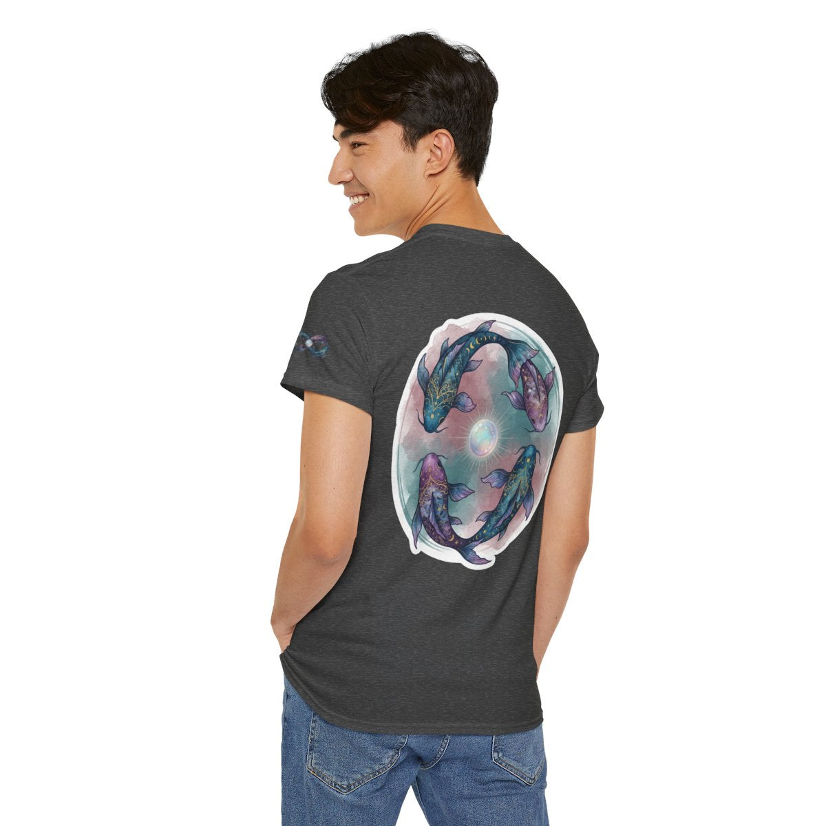 Color: Dark Heather | Pisces The Infinite Fish Premium Graphic Tee