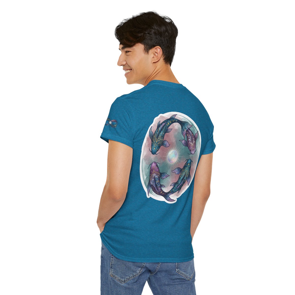 Color: Antique Sapphire | Pisces The Infinite Fish Premium Graphic Tee
