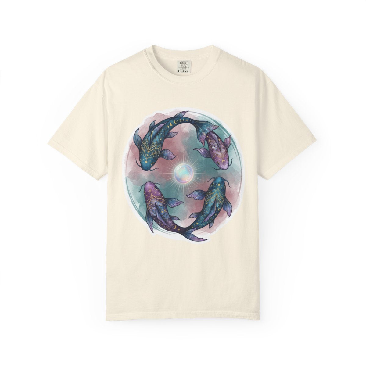 Color: Ivory | Pisces The Infinite Fish Unisex Garment-Dyed Tee