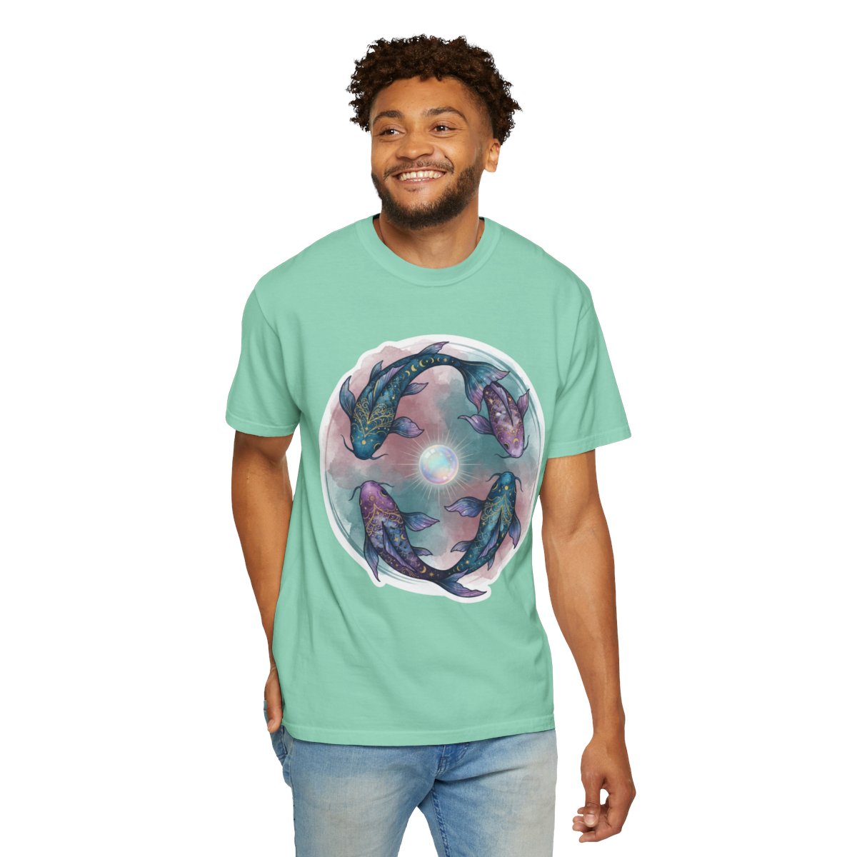 Color: Island Reef | Pisces The Infinite Fish Unisex Garment-Dyed Tee