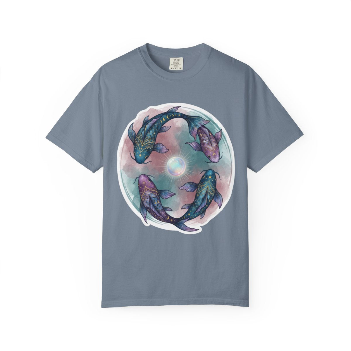 Color: Blue Jean | Pisces The Infinite Fish Unisex Garment-Dyed Tee