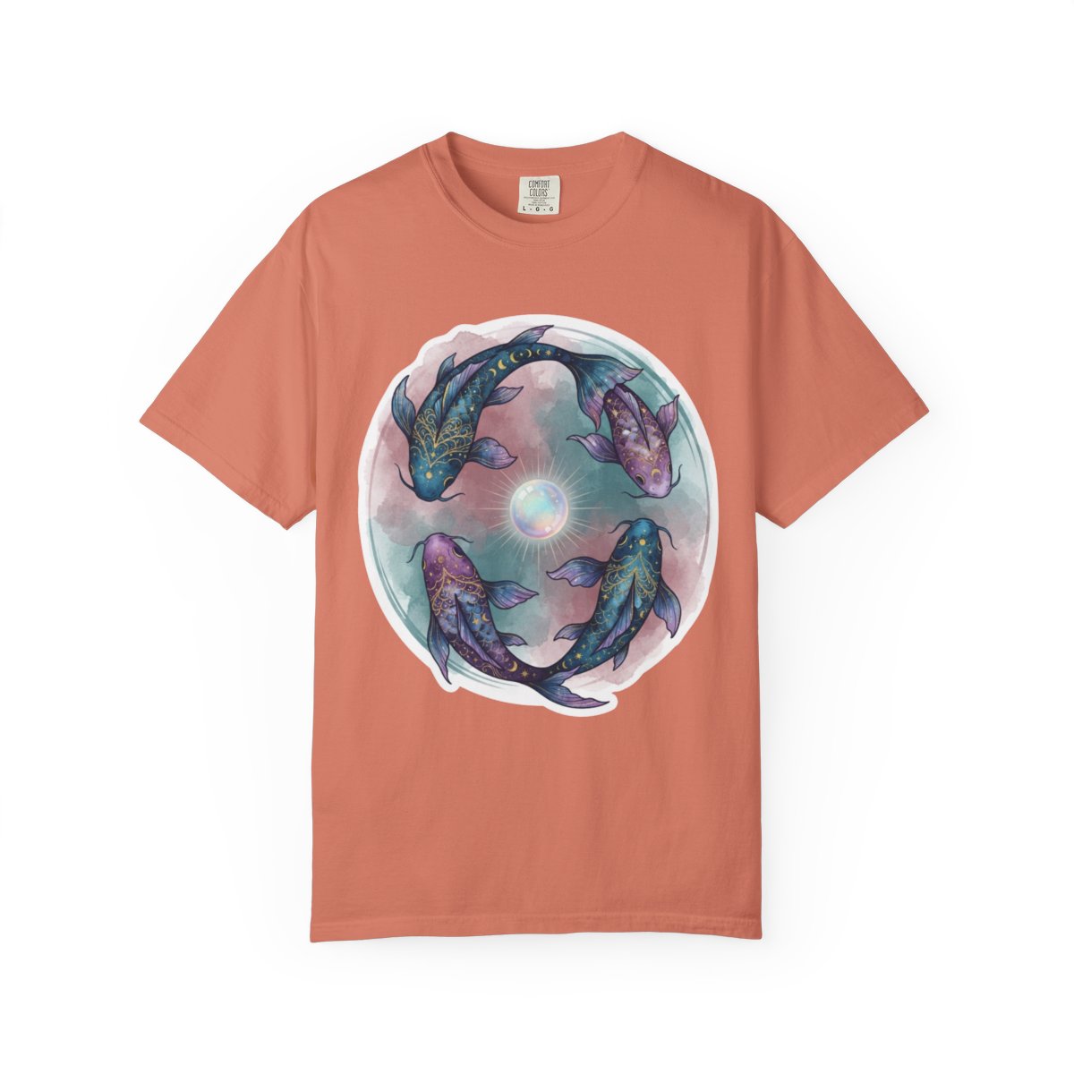 Color: Terracotta | Pisces The Infinite Fish Unisex Garment-Dyed Tee