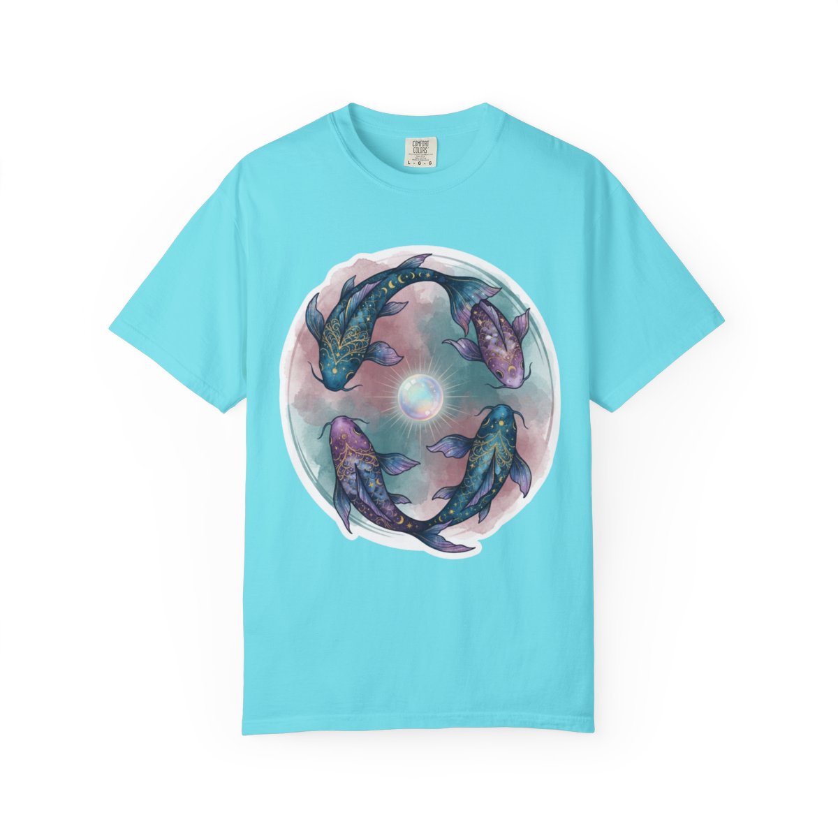 Color: Lagoon Blue | Pisces The Infinite Fish Unisex Garment-Dyed Tee