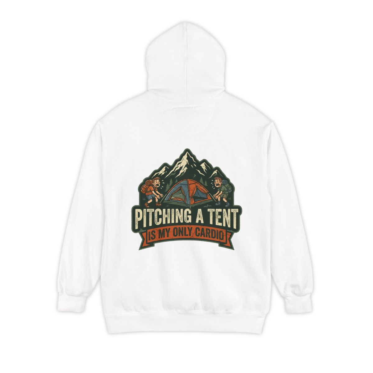 Color: White | Pitching A Tent Is My Only Cardio Garment-Dyed Hoodie