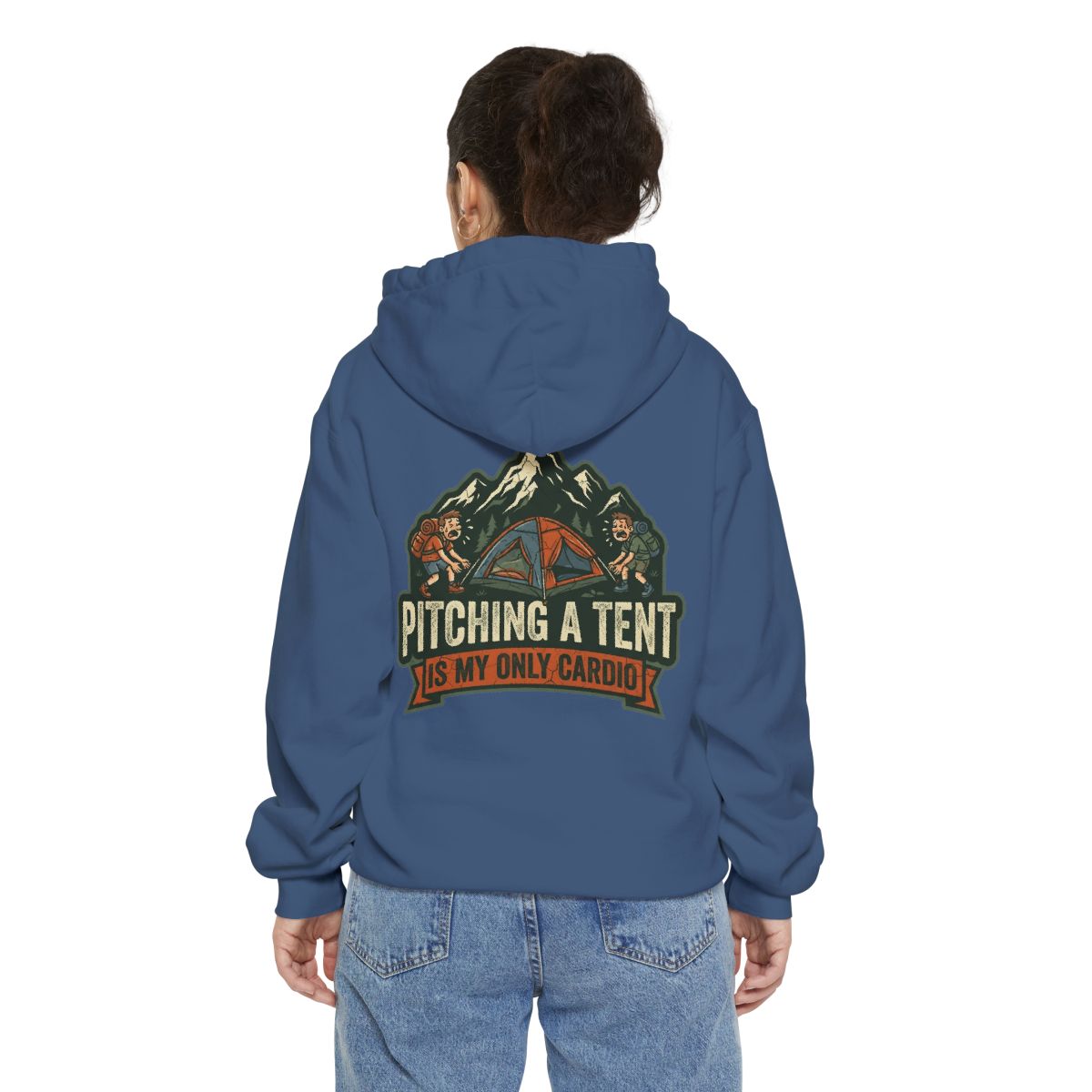 Color: True Navy | Pitching A Tent Is My Only Cardio Garment-Dyed Hoodie