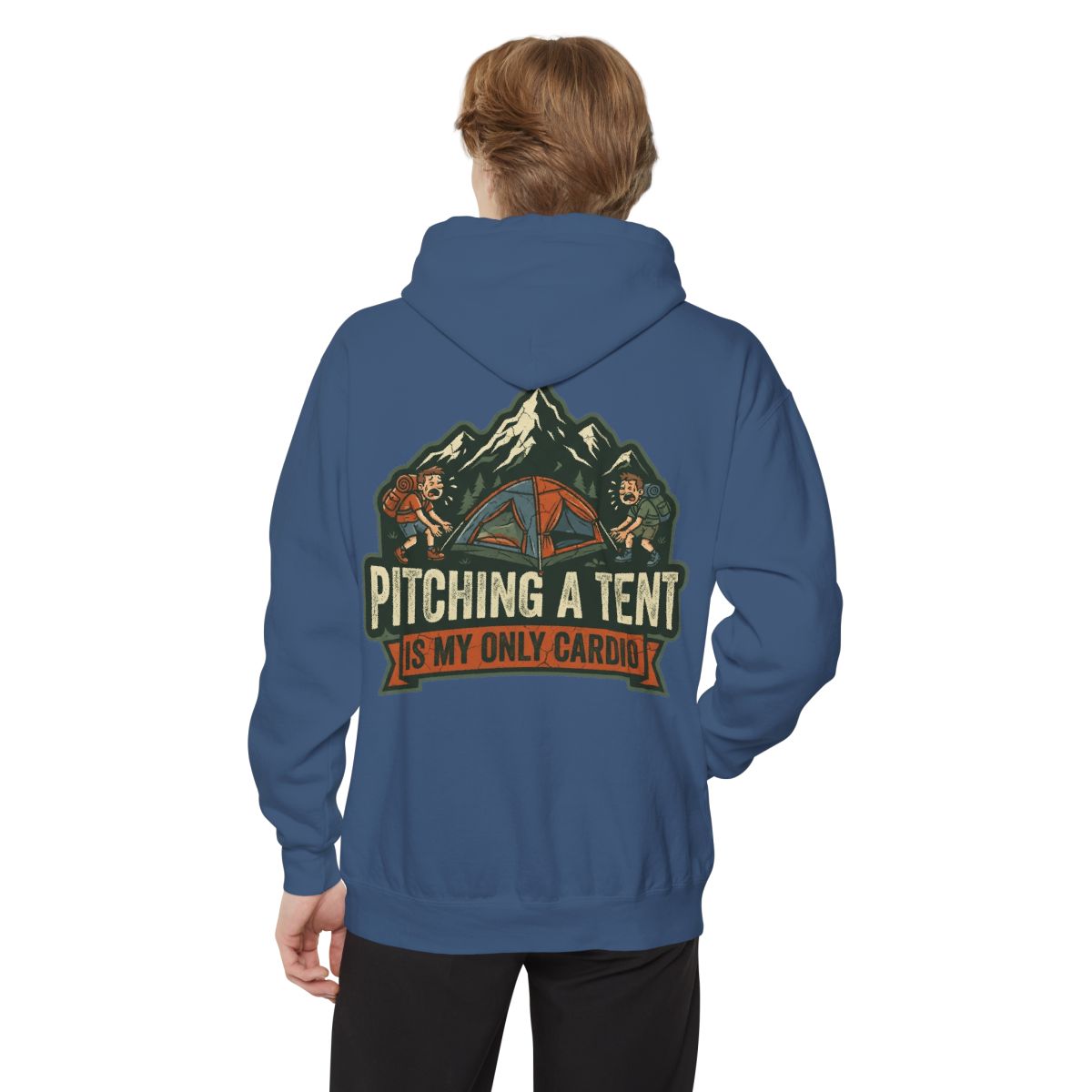 Color: True Navy | Pitching A Tent Is My Only Cardio Garment-Dyed Hoodie