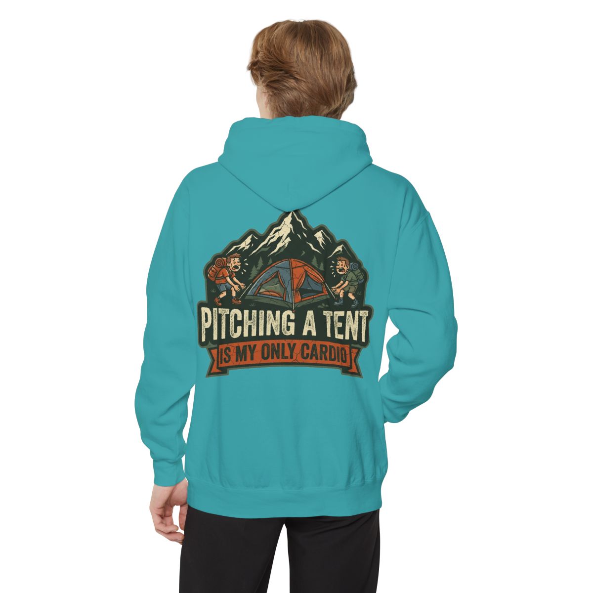 Color: Seafoam | Pitching A Tent Is My Only Cardio Garment-Dyed Hoodie