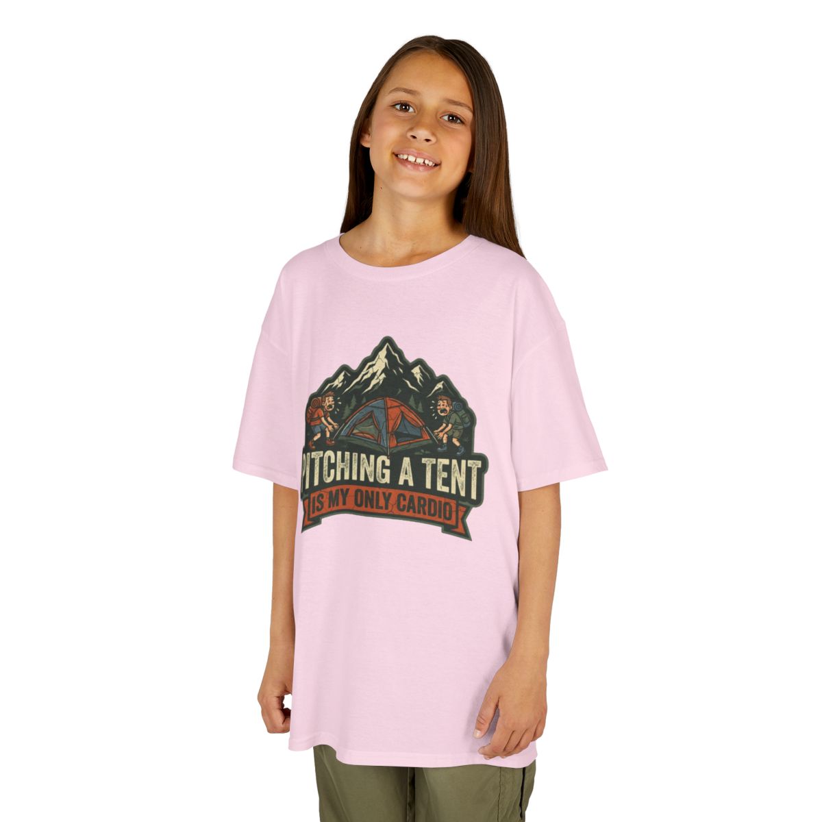 Color: Light Pink | Pitching A Tent Is My Only Cardio Kids Tee