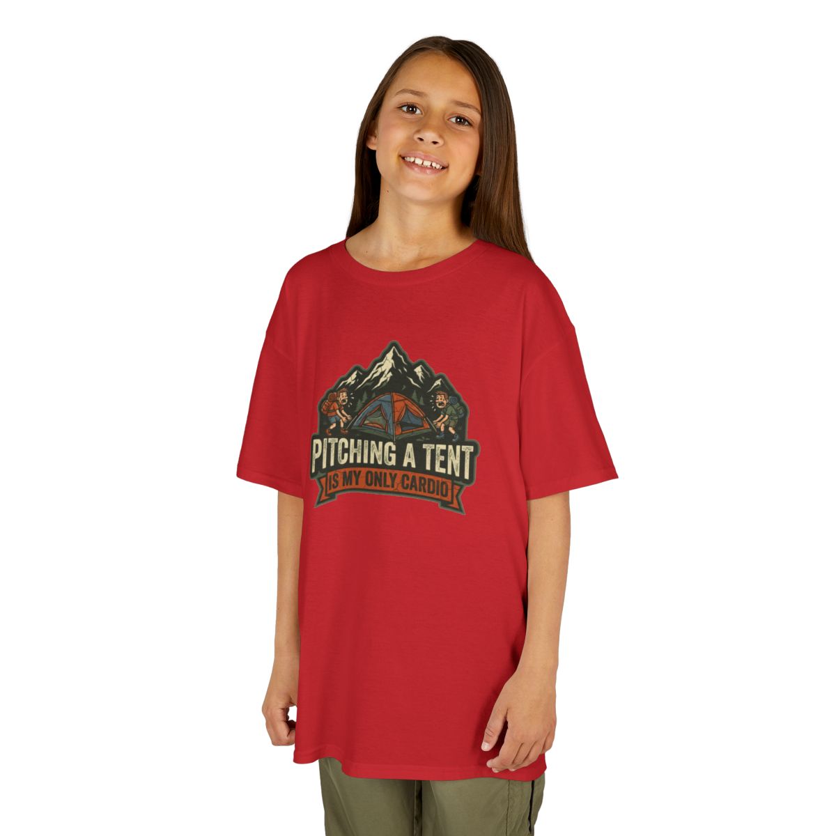 Color: Red | Pitching A Tent Is My Only Cardio Kids Tee
