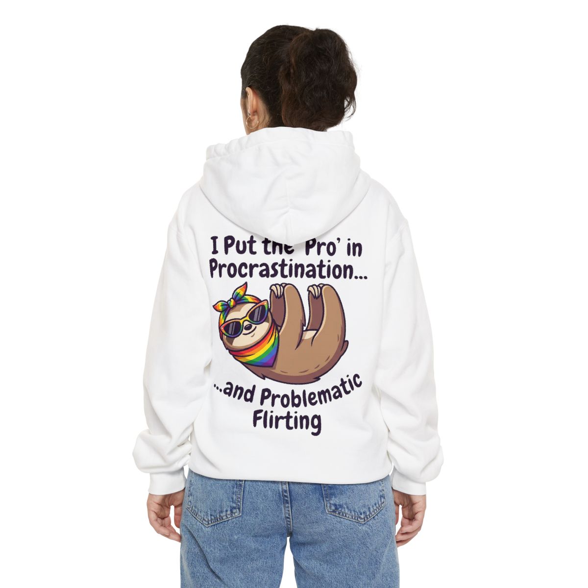 Color: White | Pro in Problematic Flirting Garment-Dyed Hoodie
