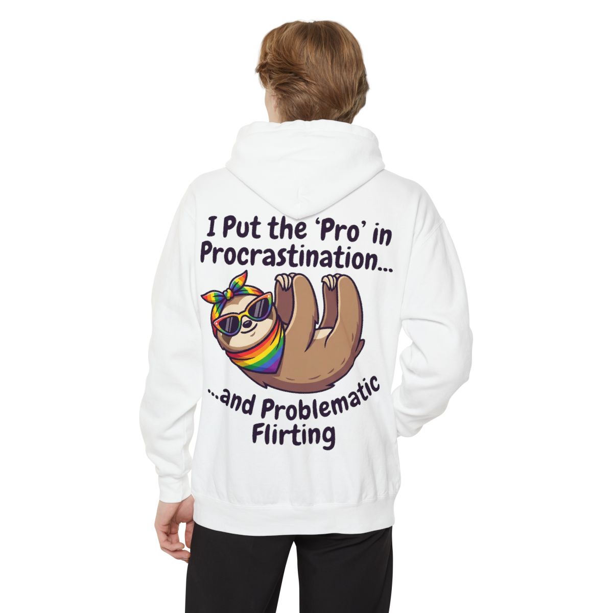 Color: White | Pro in Problematic Flirting Garment-Dyed Hoodie