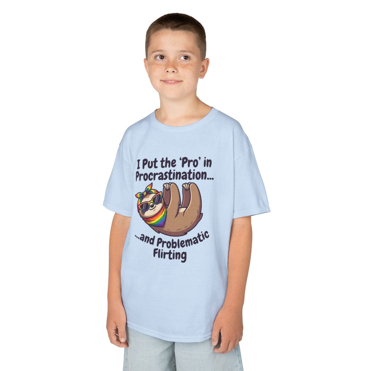 Color: Light Blue | Pro in Problematic Flirting Kids Tee