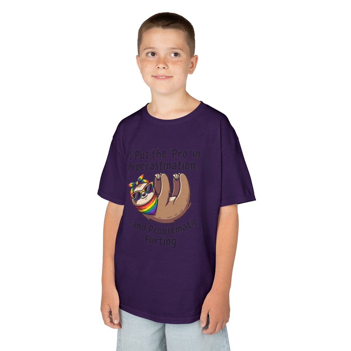 Color: Purple | Pro in Problematic Flirting Kids Tee