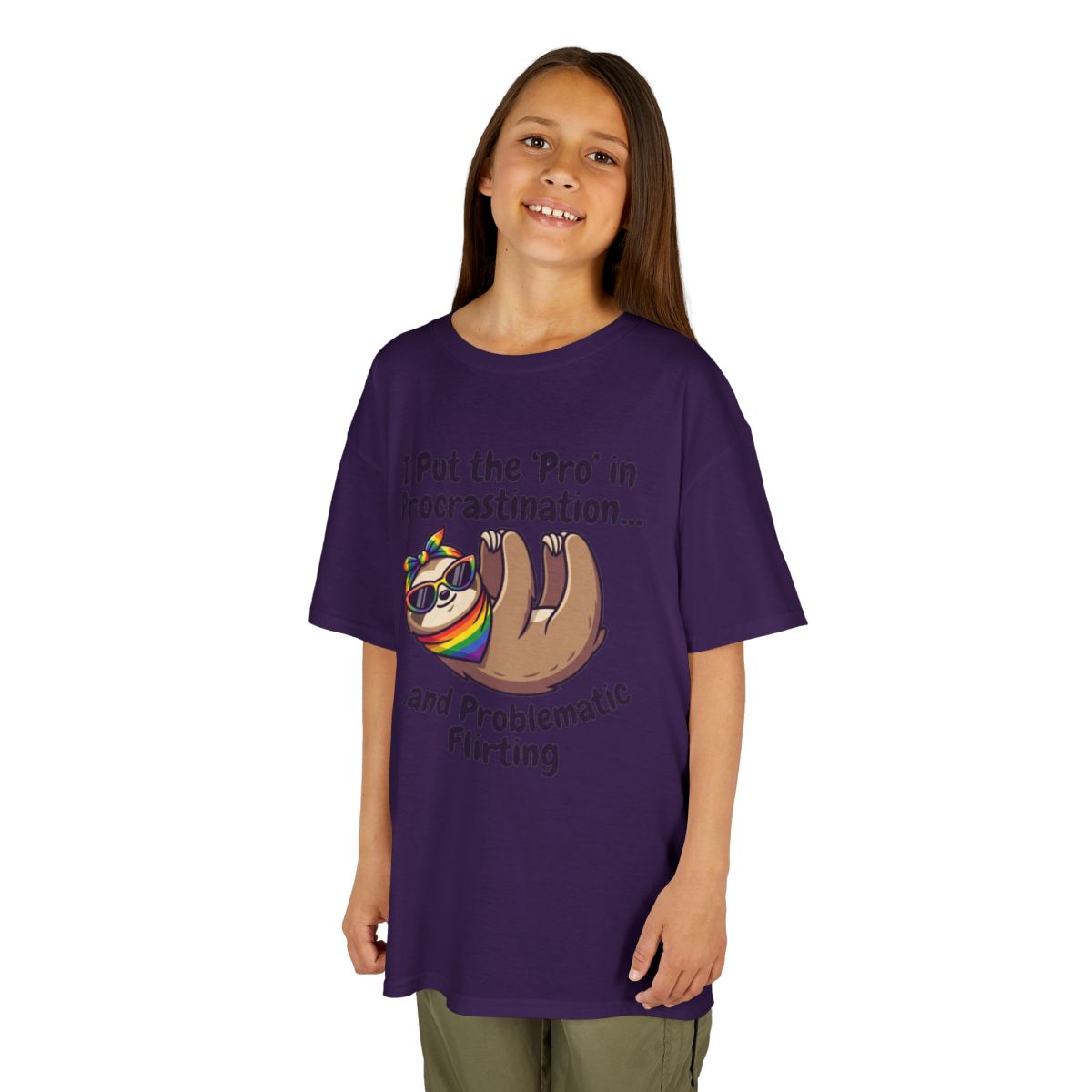 Color: Purple | Pro in Problematic Flirting Kids Tee