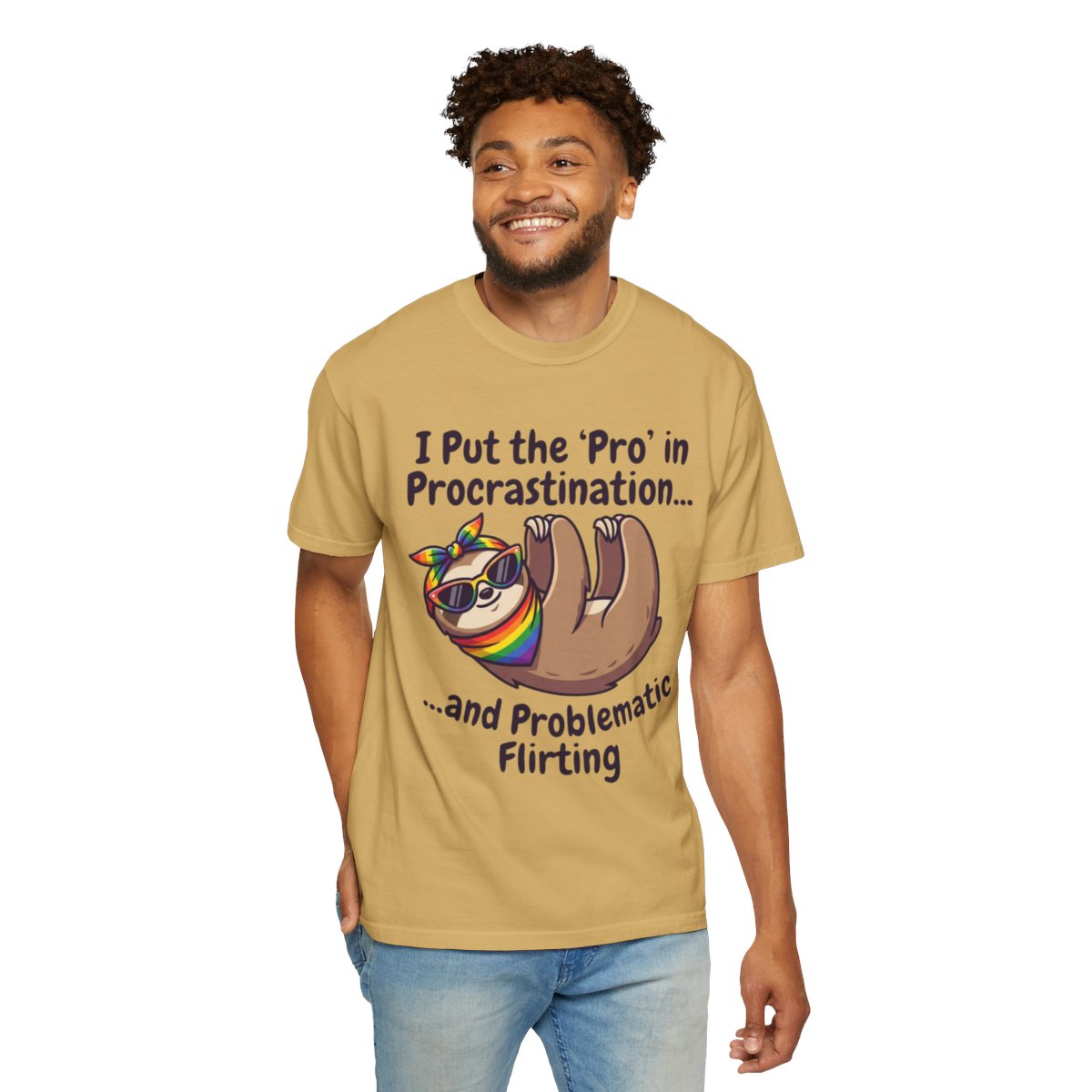 Color: Mustard | Pro in Problematic Flirting Unisex Garment-Dyed Tee