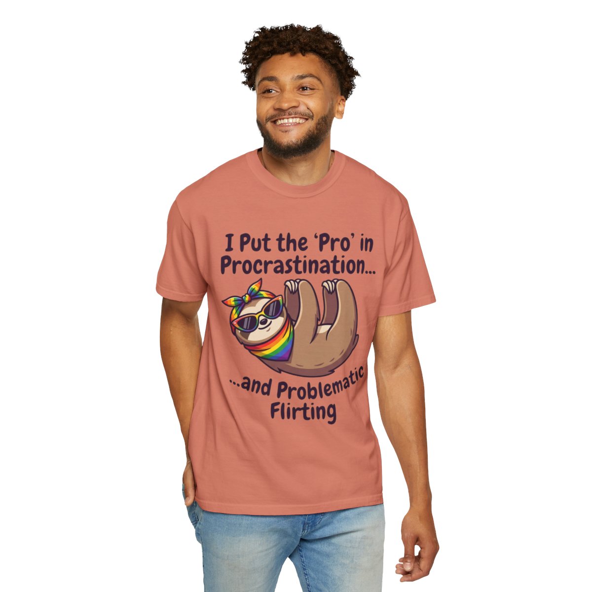 Color: Terracotta | Pro in Problematic Flirting Unisex Garment-Dyed Tee