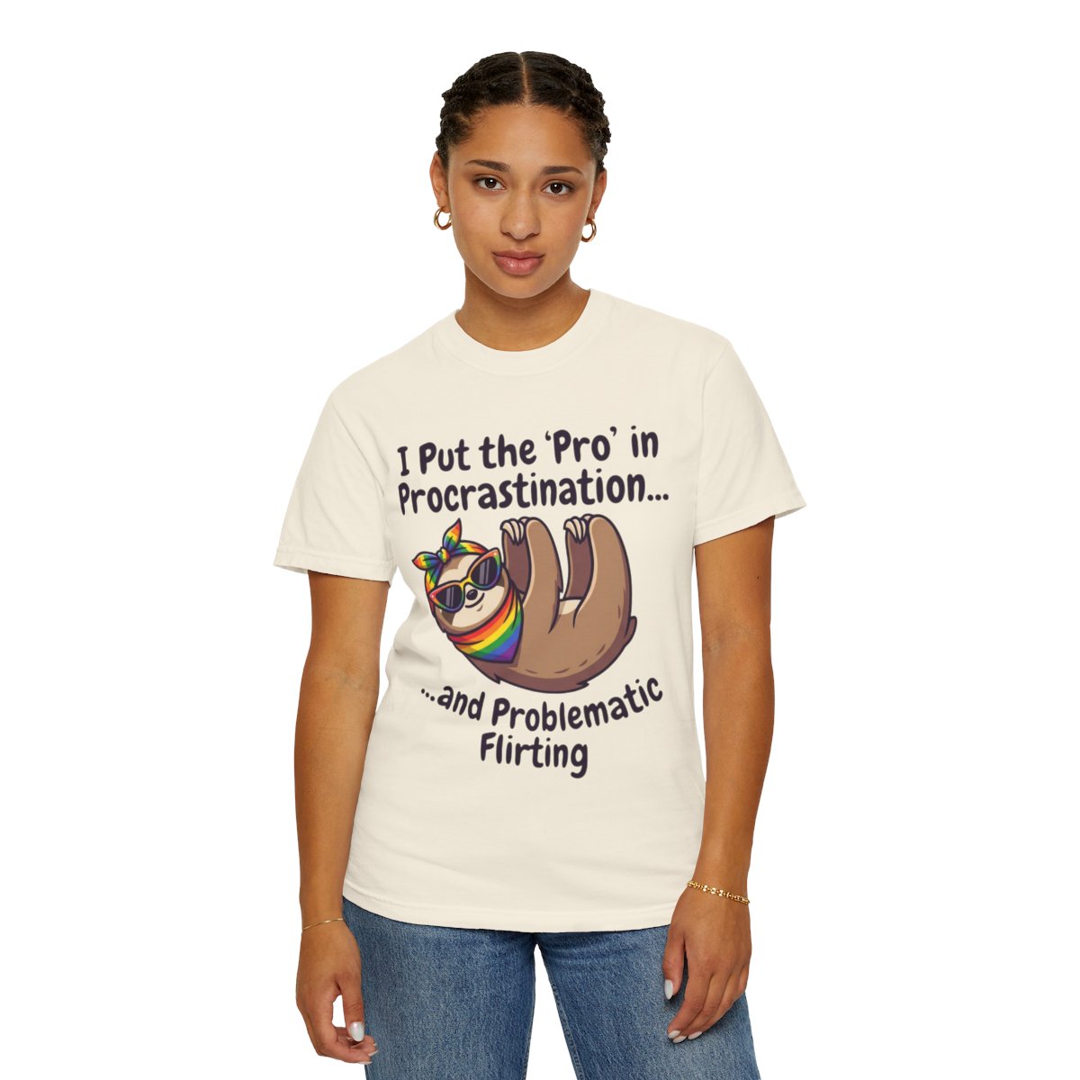 Color: Ivory | Pro in Problematic Flirting Unisex Garment-Dyed Tee
