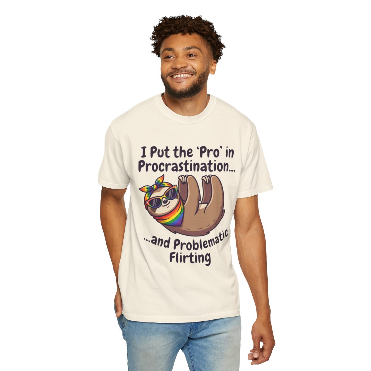 Color: Ivory | Pro in Problematic Flirting Unisex Garment-Dyed Tee