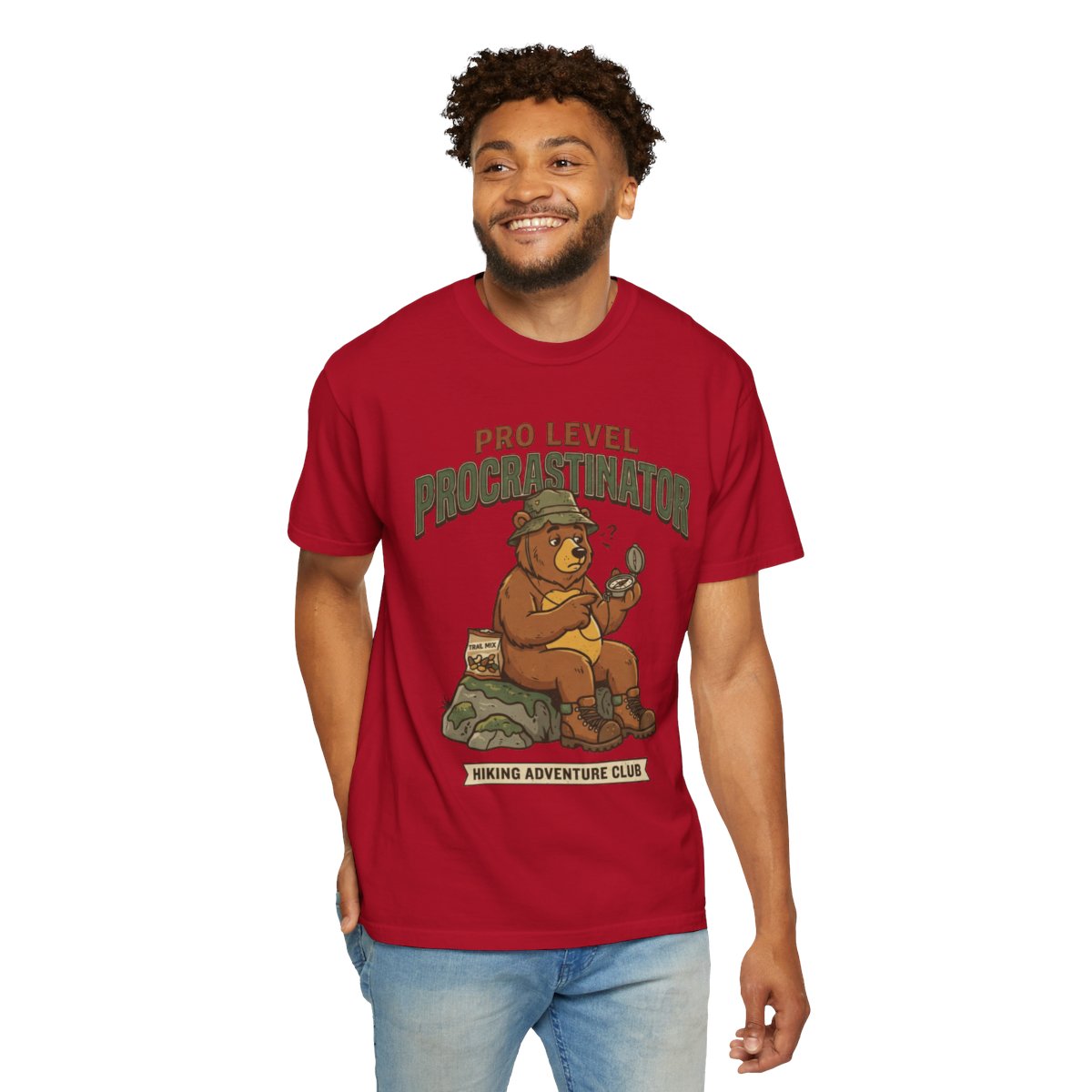 Color: Red | Pro Level Procrastinator Unisex Garment-Dyed Tee