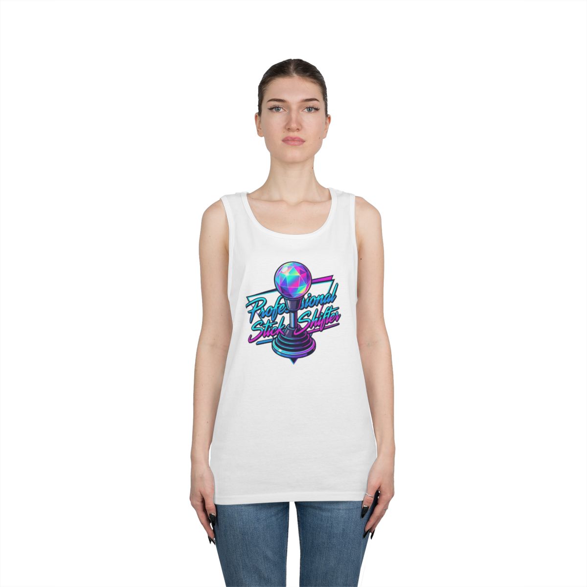 Color: White | Professional Stick Shifter Tank Top